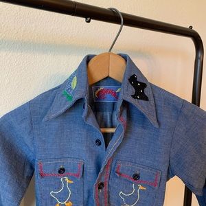 Kids vintage wrangler chambray button down shirt